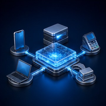 Decorative IDSSPL banking technology illustration
